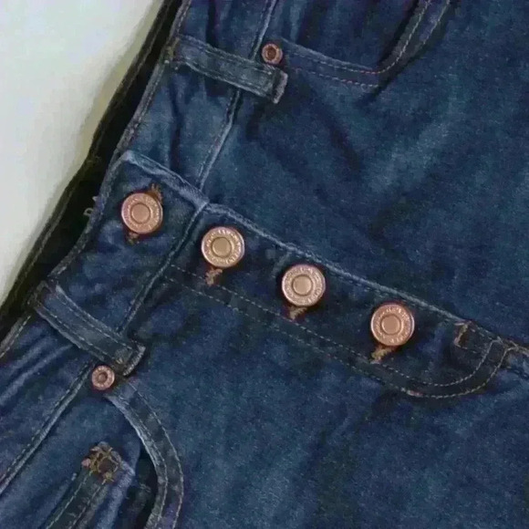 Denim Dark Blue Button Up High Waisted Jeans - Picture 2 of 7